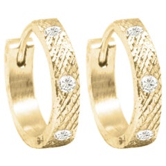 Florentine 15mm Diamond Gold 18k Hoop Earrings