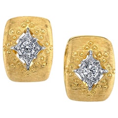 Florentine Diamond Hoop Earrings in Yellow and White Gold