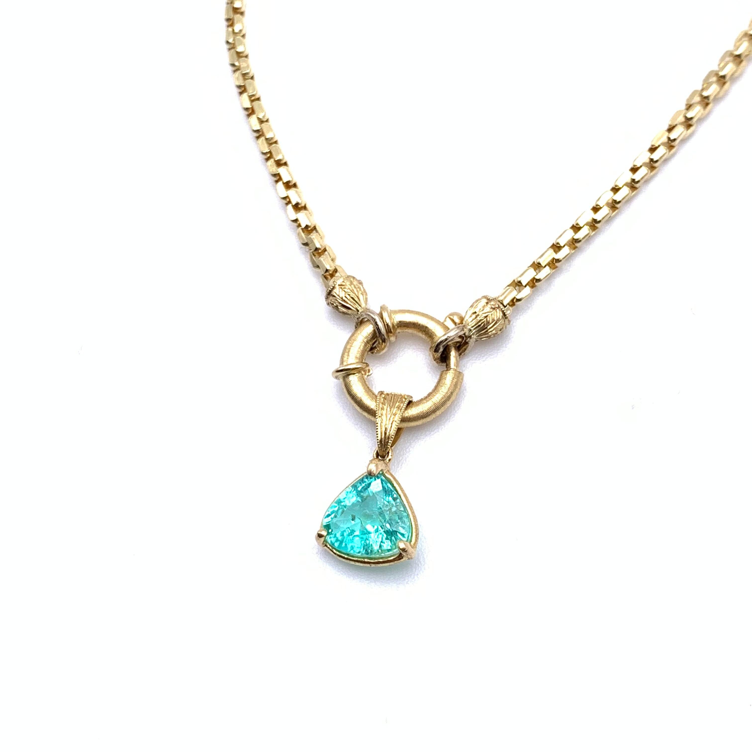 Regency Collana con tormalina Paraiba incisa Florentine 1,28 CT in vendita