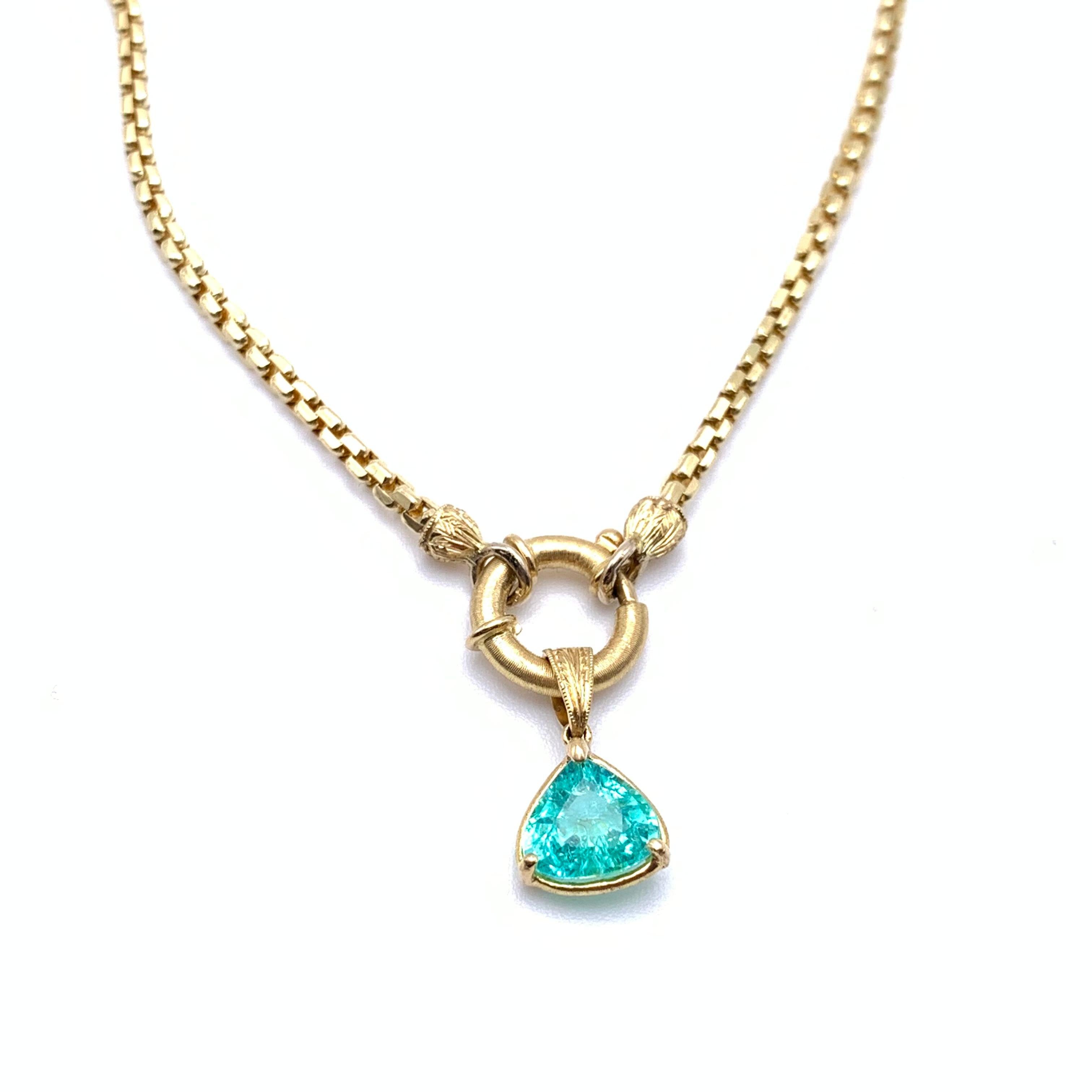 Collana con tormalina Paraiba incisa Florentine 1,28 CT In condizioni ottime in vendita a Lynchburg, VA