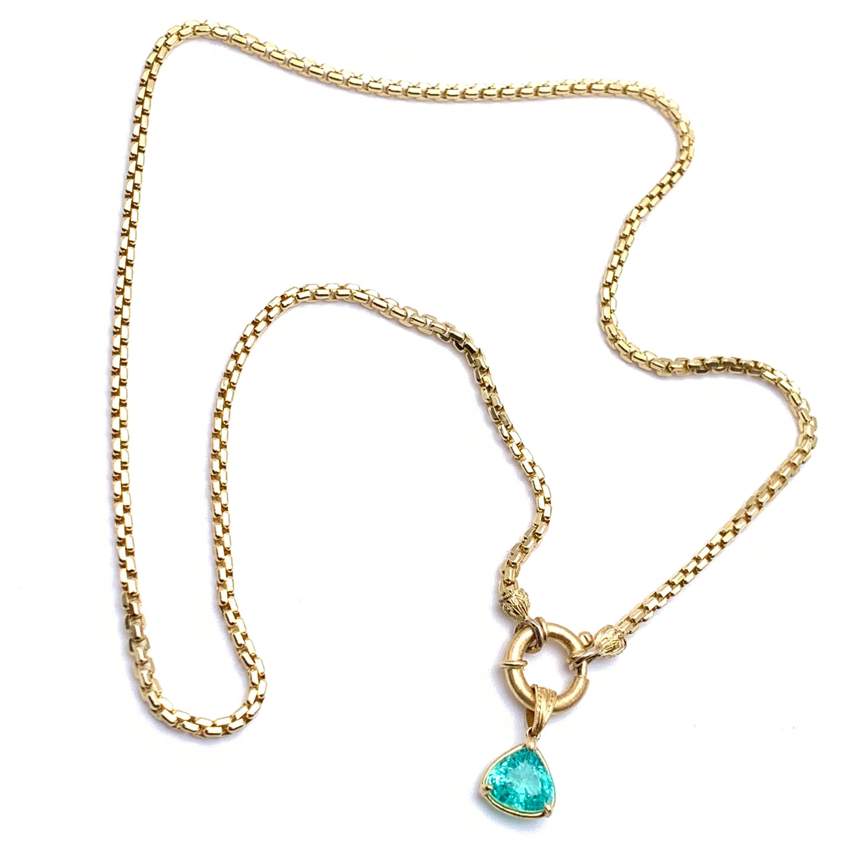 da uomo o donna Collana con tormalina Paraiba incisa Florentine 1,28 CT in vendita