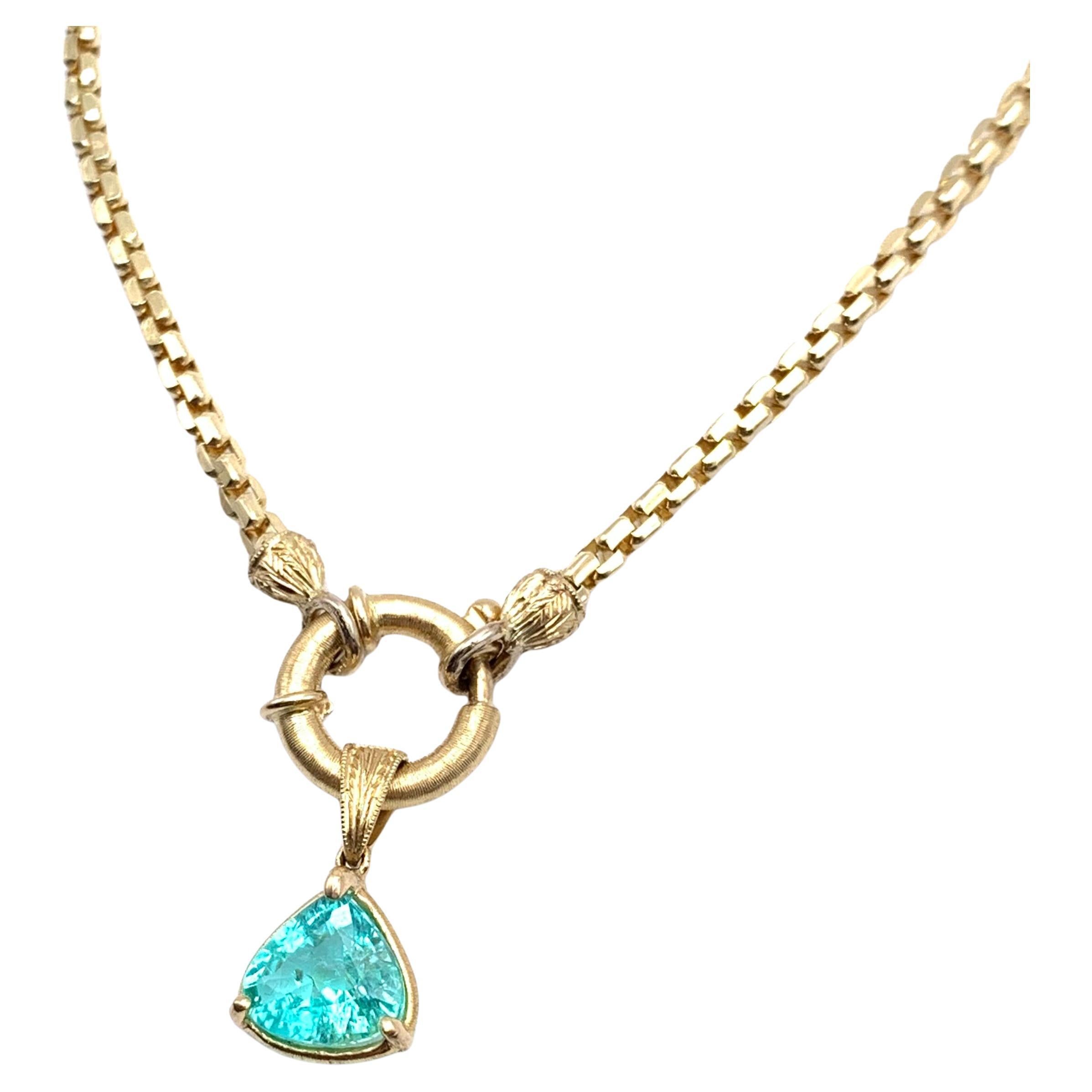 Collana con tormalina Paraiba incisa Florentine 1,28 CT in vendita