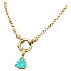 Florentine Engraved 1.28 CT Paraiba Tourmaline Necklace