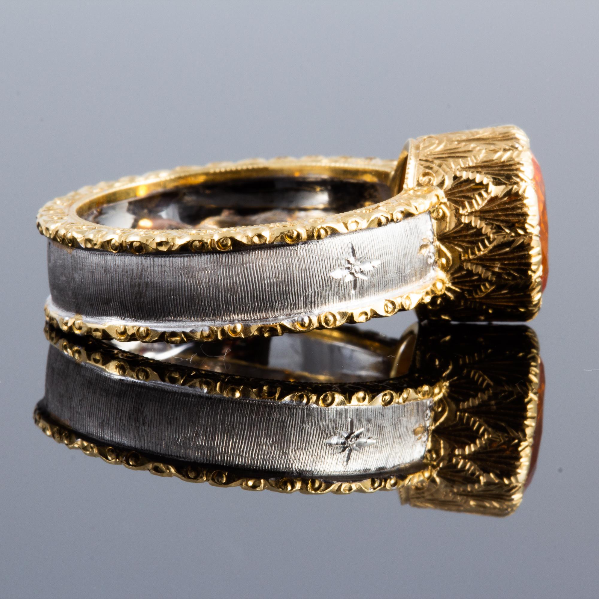 Florentine Engraved 3.14 ct Spersastite Garnet Ring For Sale 6