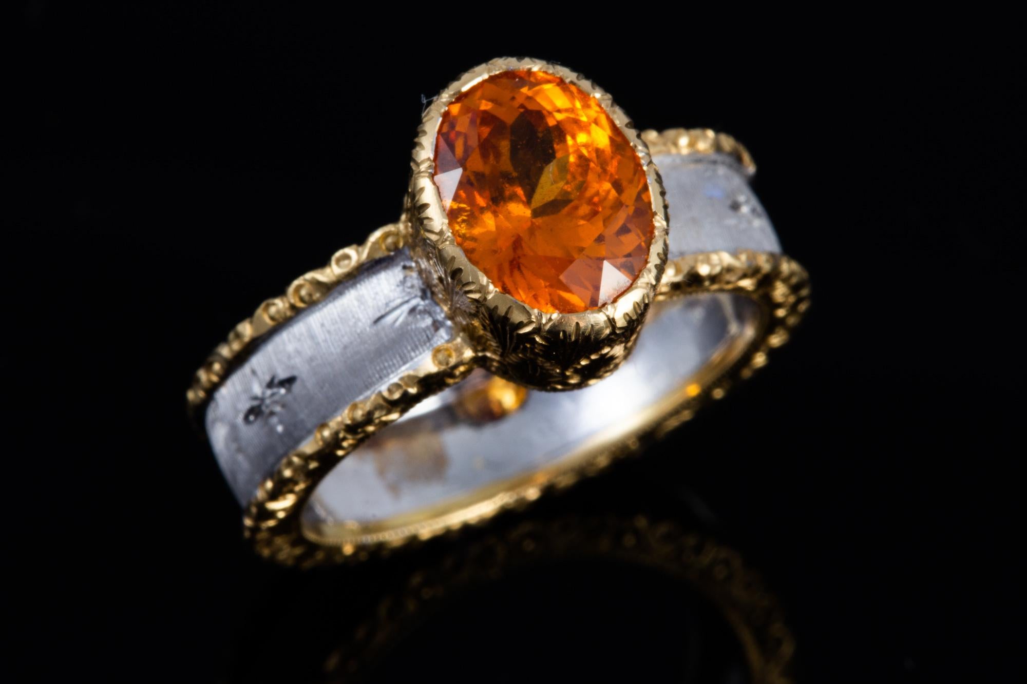 Florentine Engraved 3.14 ct Spersastite Garnet Ring For Sale 3