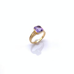 Florentine Graviert Natürlicher Lavendel Tansanit & Diamant Ring