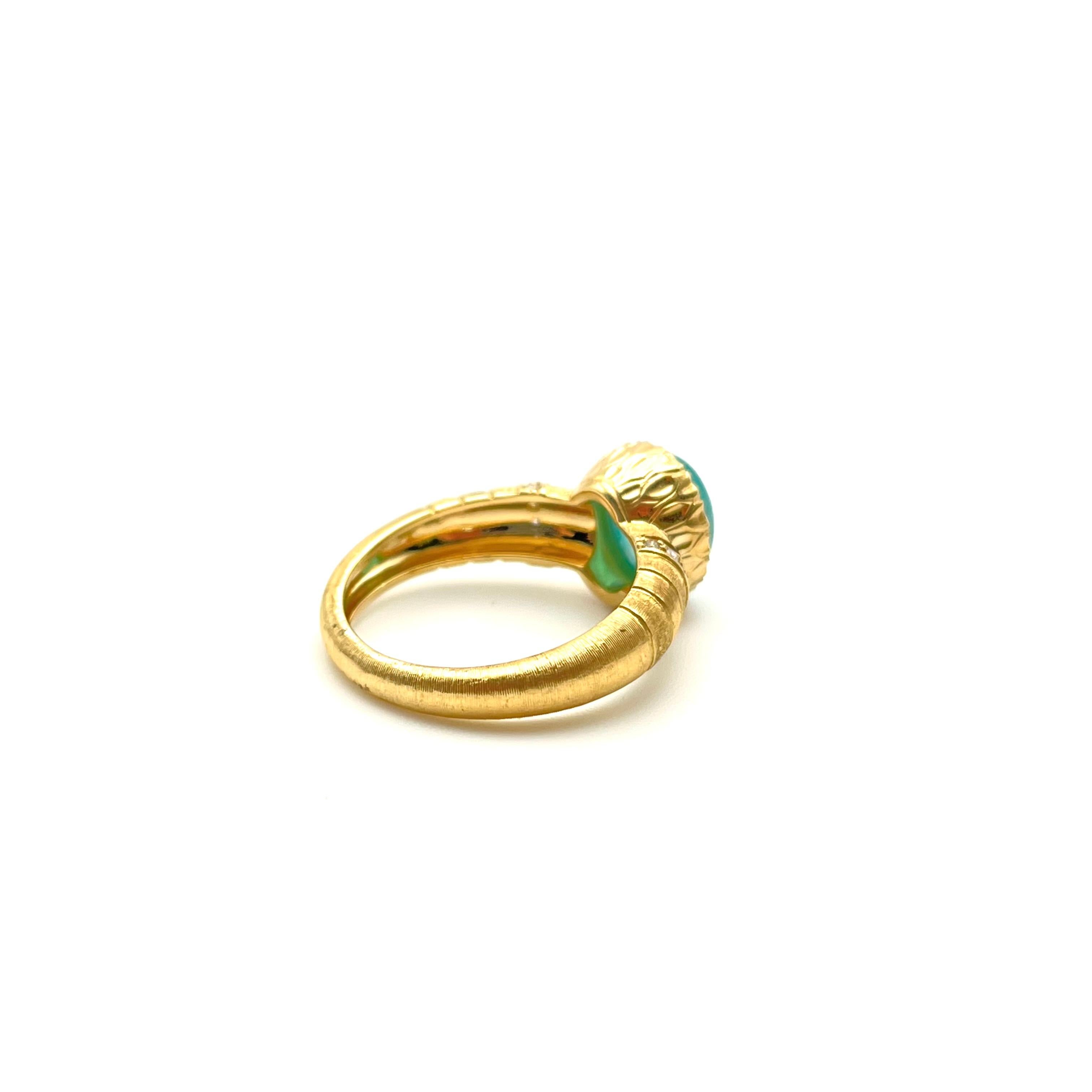 Florentine Gravierter Paraiba Turmalin und Diamant Ring Damen im Angebot