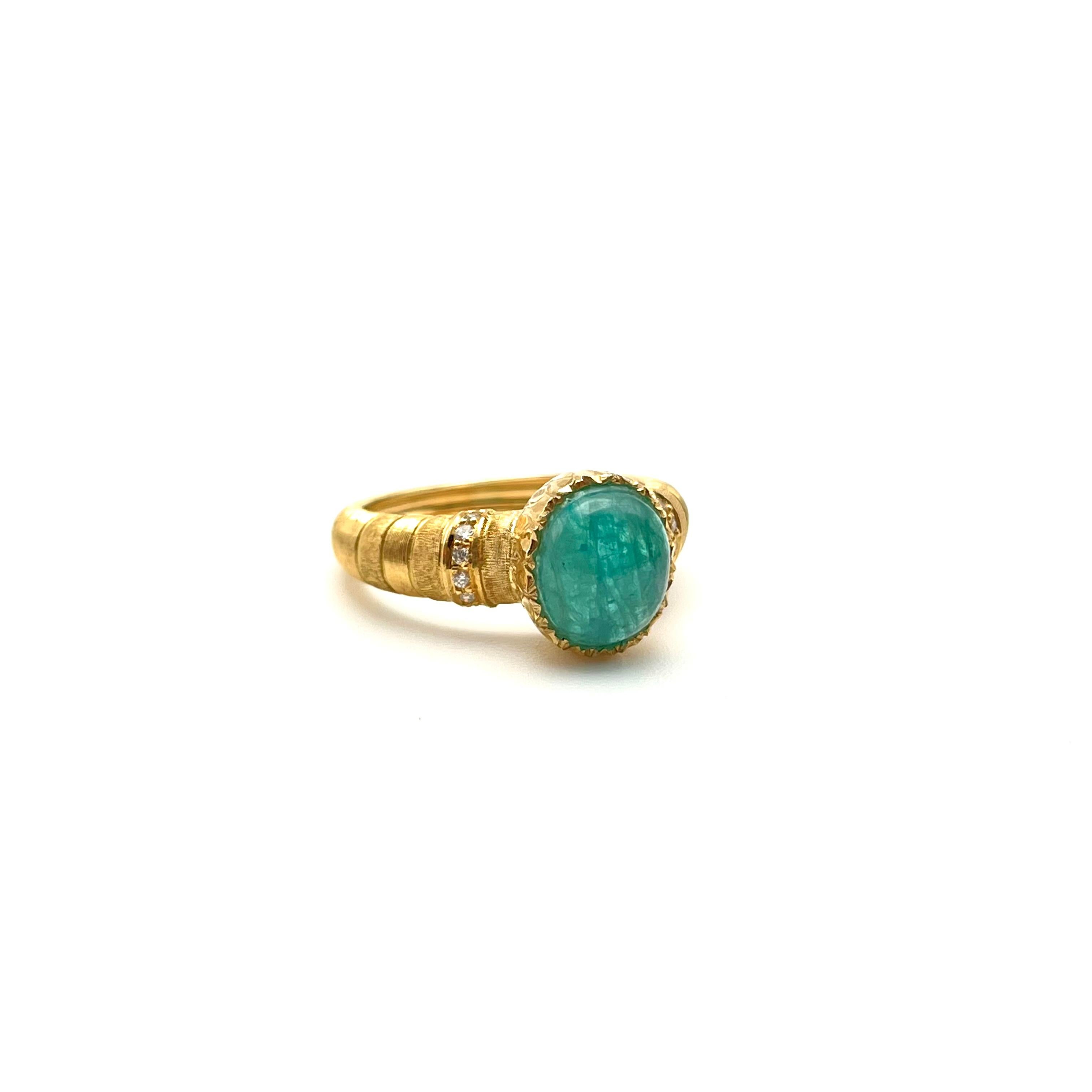 Florentine Gravierter Paraiba Turmalin und Diamant Ring im Angebot 2