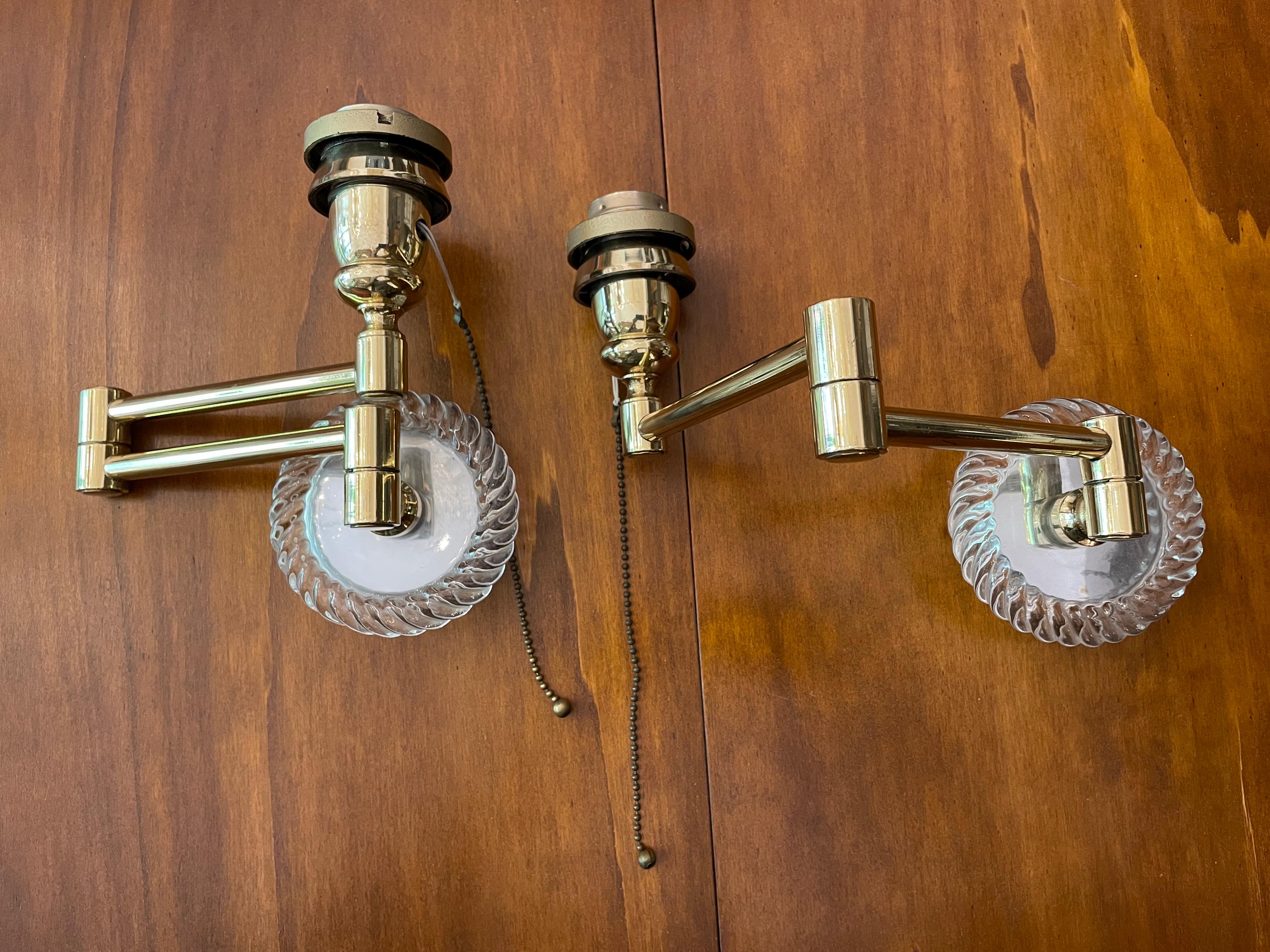 Brass Italian Florentine Pair of Wall Lights Extensible Sconces by Banci 1980s For Sale