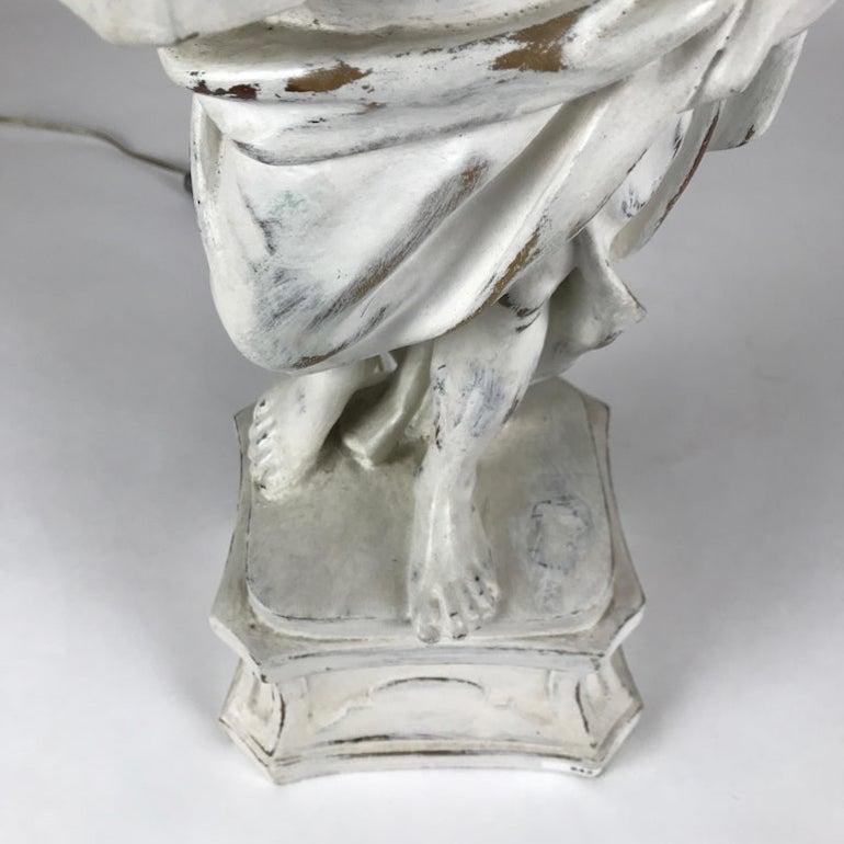Florentine Cherub Table Lamp by Chelini White Finish, 1980 For Sale 8