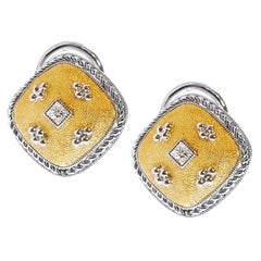 Florentine Finish 18 Karat Gold Italian Etruscan Style Earrings