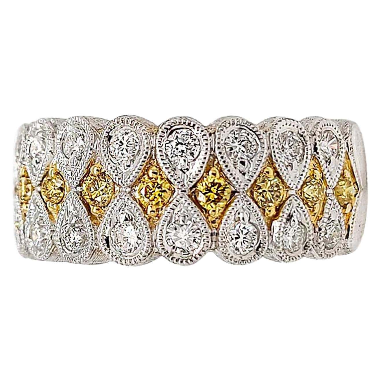 Florentine Finish 18 Karat White Gold Italian Diamond Ring For Sale at ...