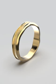 Florentine Finish Sophisticated Gold Wedding Band in 18k Made in Italy