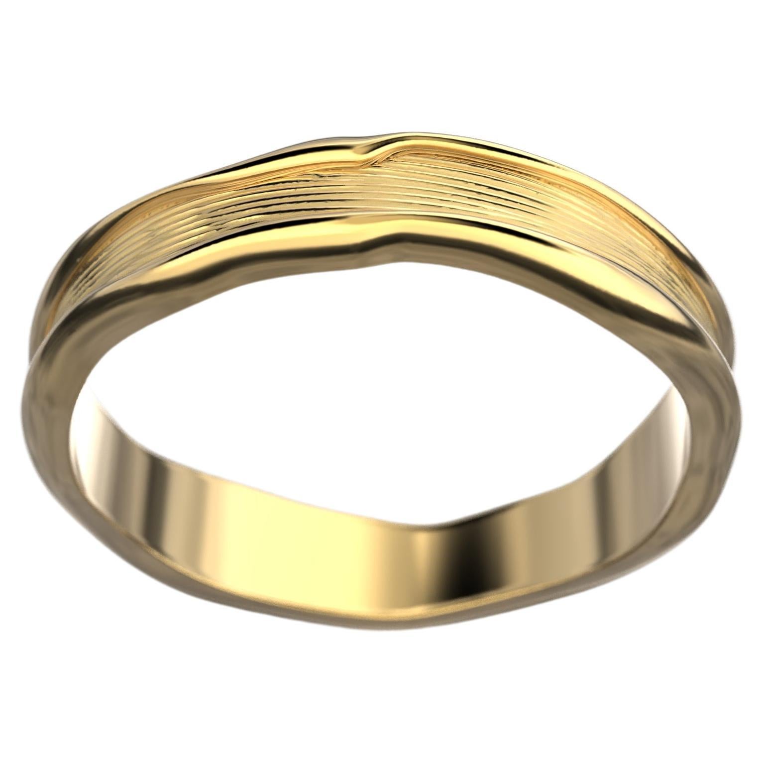 Florentine Finish Sophisticated Gold Wedding Band in 18k Made in Italy