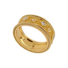 Florentine Finished 18 Karat Gold Italian Diamond Ring