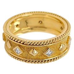 Florentine Finished 18 Karat Gold Italian Diamond Ring