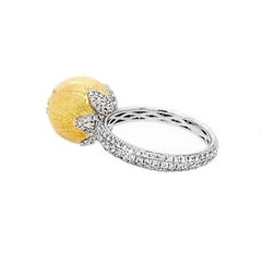 Florentine Finished Two-Tone 18 Karat Gold Italian Diamond Ring