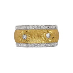 Florentiner Finished zweifarbiger italienischer Diamantring aus 18 Karat Gold