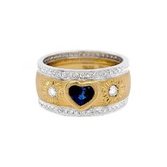 Anello con diamanti italiani in oro 18 carati, finitura fiorentina, bicolore
