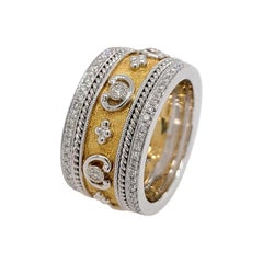 Florentine Finished Two-Tone 18 Karat Gold Italian Diamond Ring