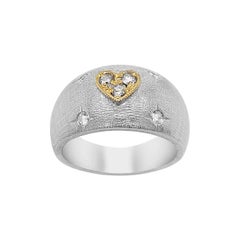 Florentine Finished Two-Tone 18 Karat Gold Italian Diamond Ring