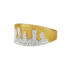 Florentine Finished Two-Tone 18 Karat Gold Italian Diamond Ring