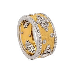 Florentine Finished Two-Tone 18 Karat Gold Italian Diamond Ring