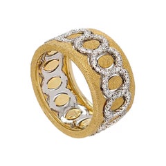 Florentine Finished Two-Tone 18 Karat Gold Italian Diamond Ring