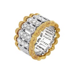 Florentine Finished Two-Tone 18 Karat Gold Italian Diamond Ring