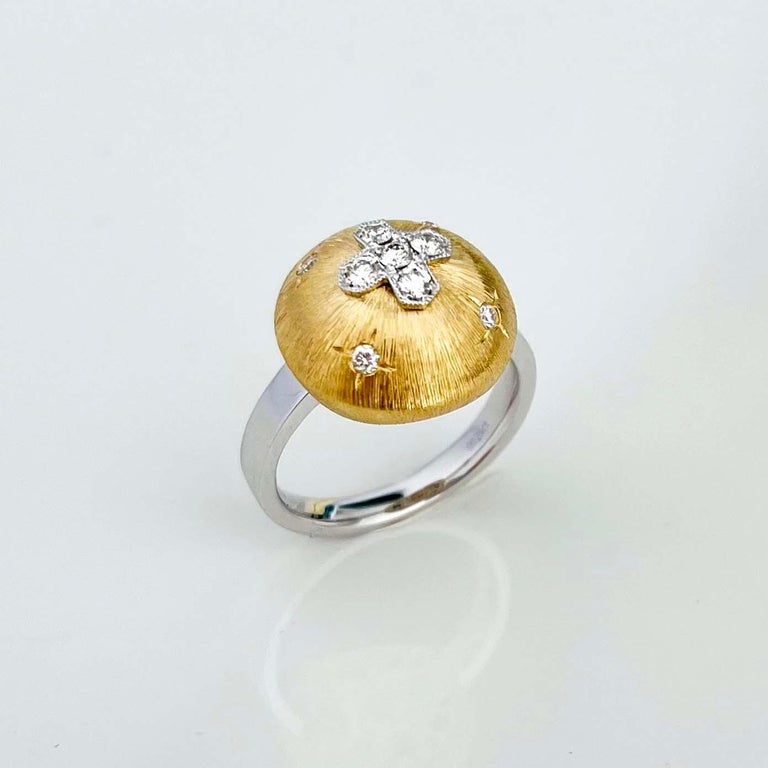 Florentine Finished Two-Tone 18 Karat Gold Italian Diamond Ring For ...