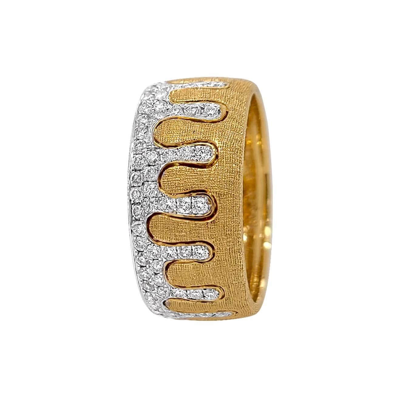 Femenino o masculino Anillo Italiano de Diamantes en Oro de 18 Kilates Acabado Florentino Bicolor en venta