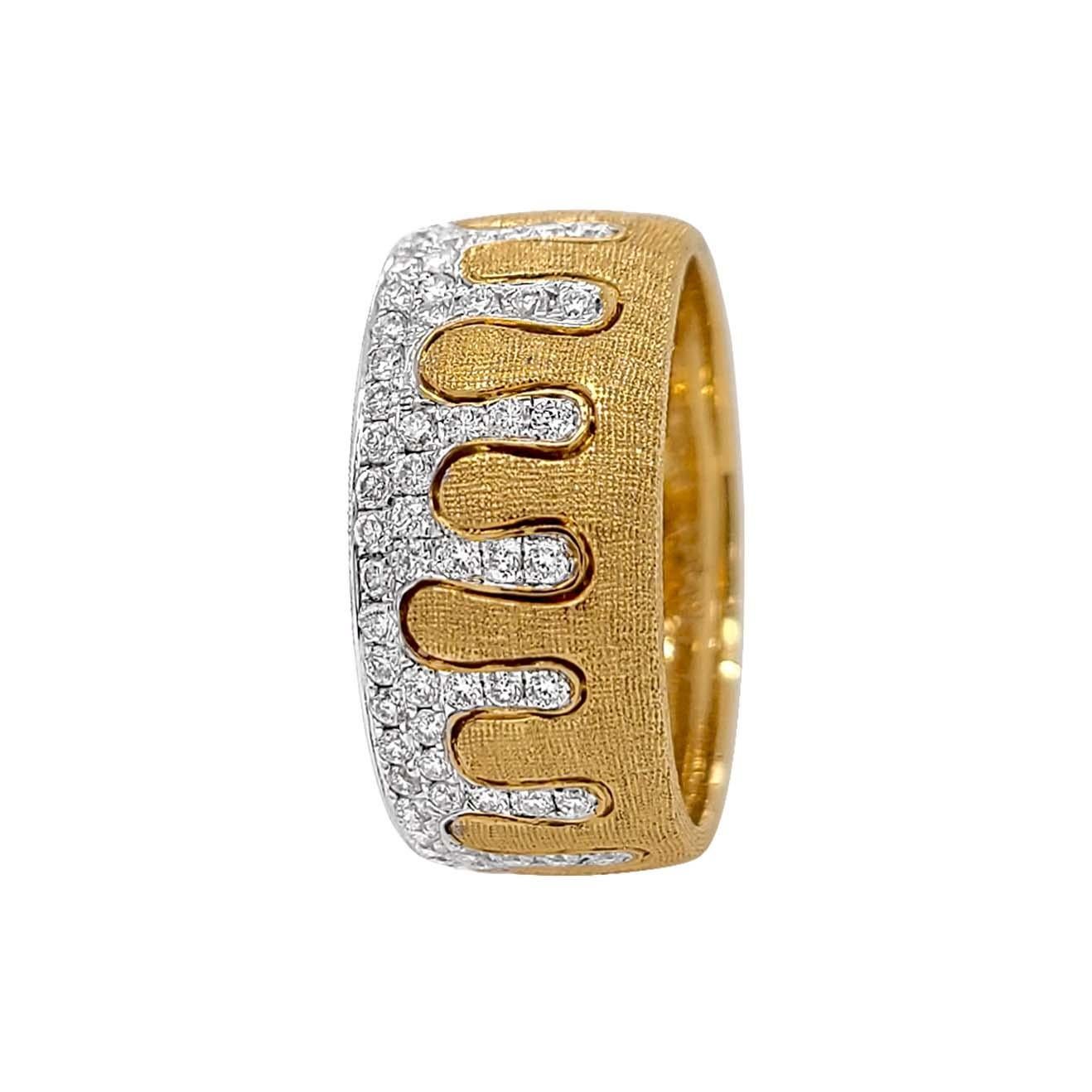 Florentine Zweifarbiger Italienischer Diamantring aus 18 Karat Gold für Damen oder Herren im Angebot