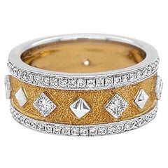 Florentine Finished Two-Tone 18 Karat Gold Italian Diamond Ring