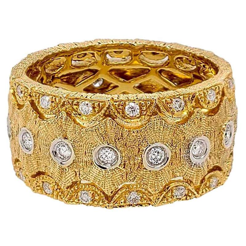 Two-Tone 18 Karat Gold Italian Eternity Diamond Ring For Sale at ...