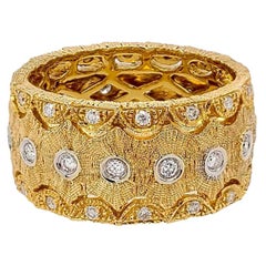 Florentine Finished Two-Tone 18 Karat Gold Italian Diamond Ring