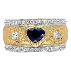 Florentine Finished Two-Tone 18 Karat Gold Italian Diamond Ring