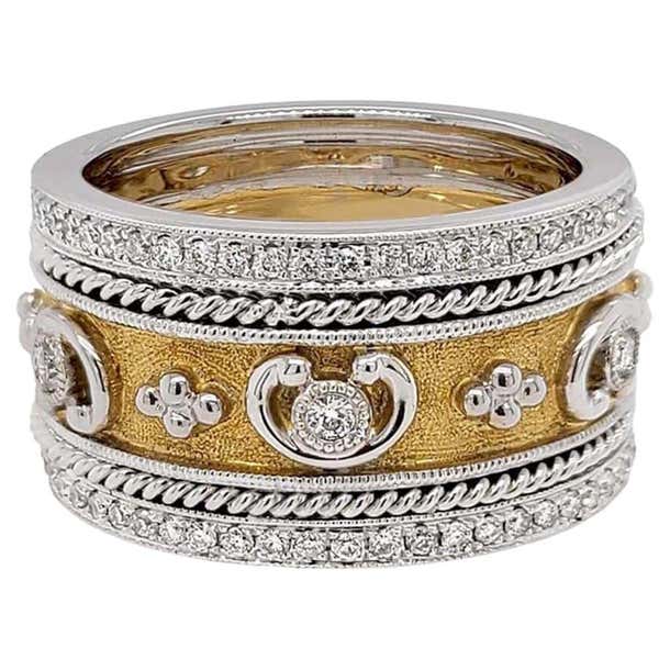 Florentine Finished Two-Tone 18 Karat Gold Italian Diamond Ring For ...