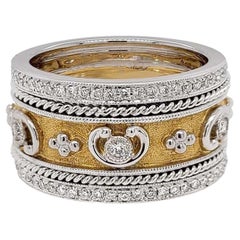 Florentine Finished Two-Tone 18 Karat Gold Italian Diamond Ring