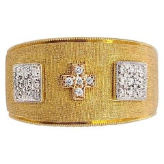Florentine Finished Two-Tone 18 Karat Gold Italian Diamond Ring