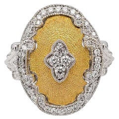 Florentine Zweifarbiger Italienischer Diamantring aus 18 Karat Gold