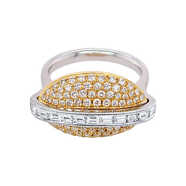 Florentine Finish 18 Karat White Gold Italian Diamond Ring For Sale at ...