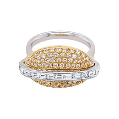 Florentine Finished Two-Tone 18 Karat Gold Italian Diamond Ring