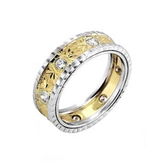 Florentine Finished Two-Tone 18 Karat Italian Diamond Ring