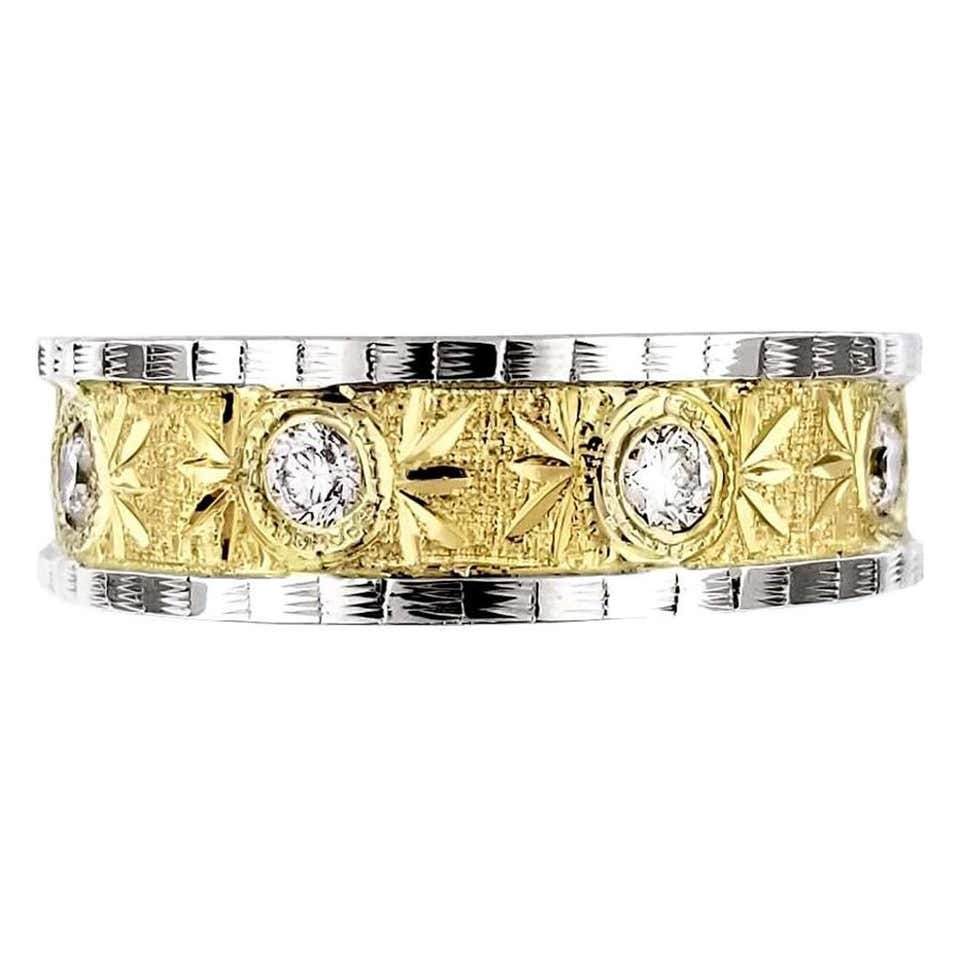 Spectacular Italian Florentine Engraved Ruby and Diamond 18 karat Ring ...