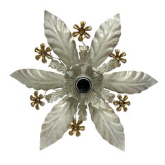 Florentine Flower and Leaf Flush Mount Ceiling Light Vintage, Italy