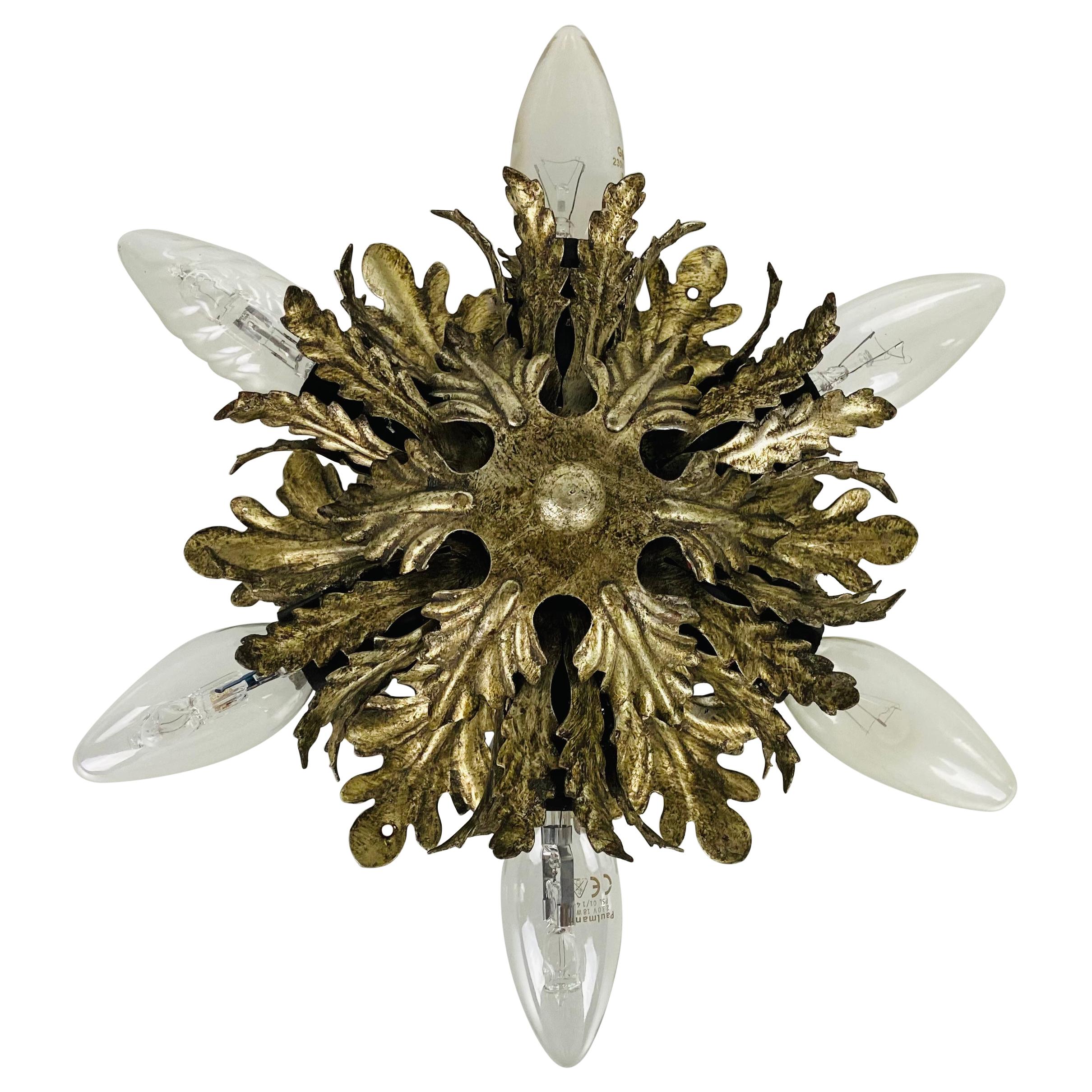 Florentine Flower Shape Flushmount Attributed to Banci Firenze, 1950s For Sale