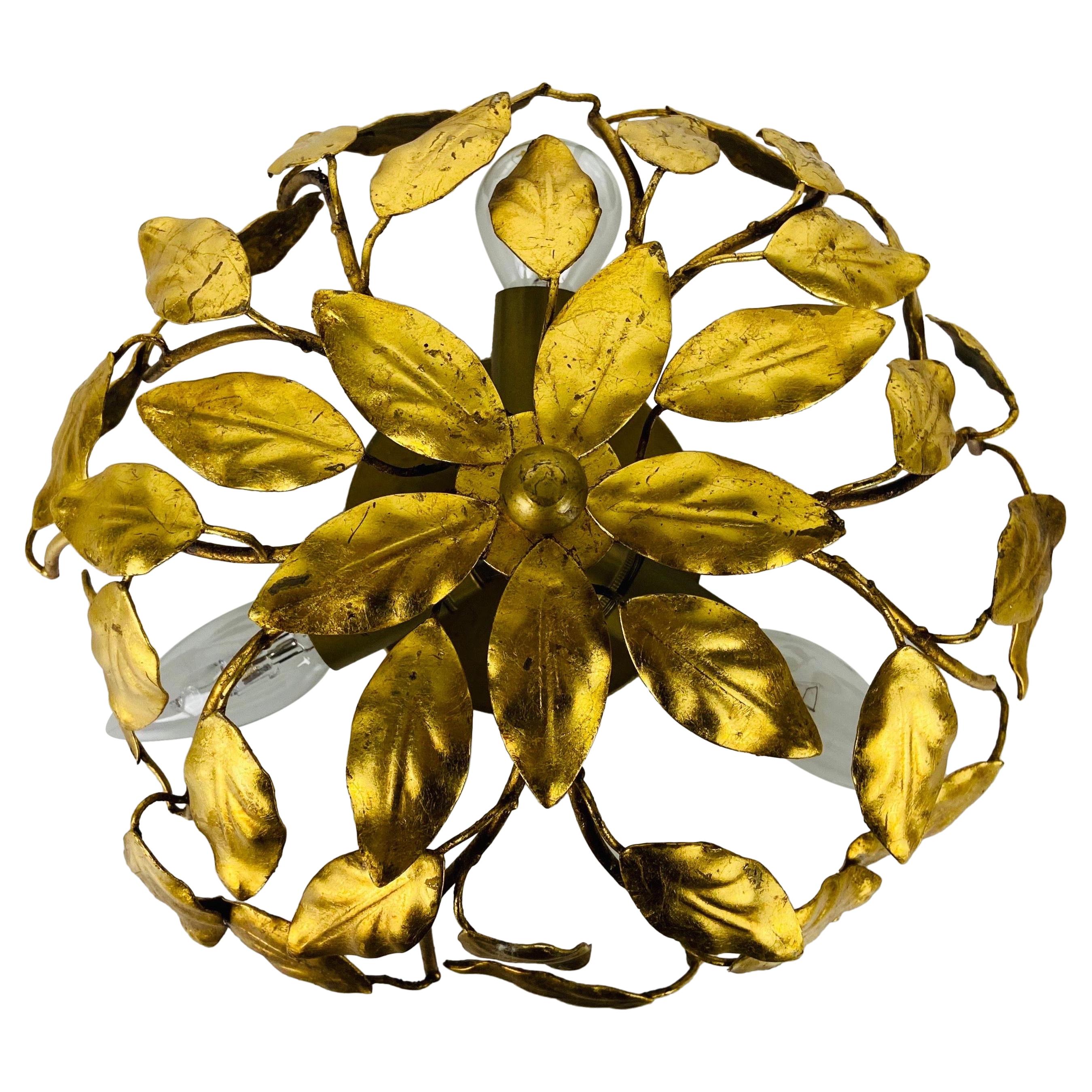 Florentine Flower Shape Flushmount Attributed to Banci Firenze, 1950s For Sale