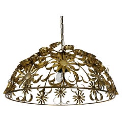 Vintage Florentine Flower Shape Pendant Lamp Attributed to Banci Firenze, 1970s