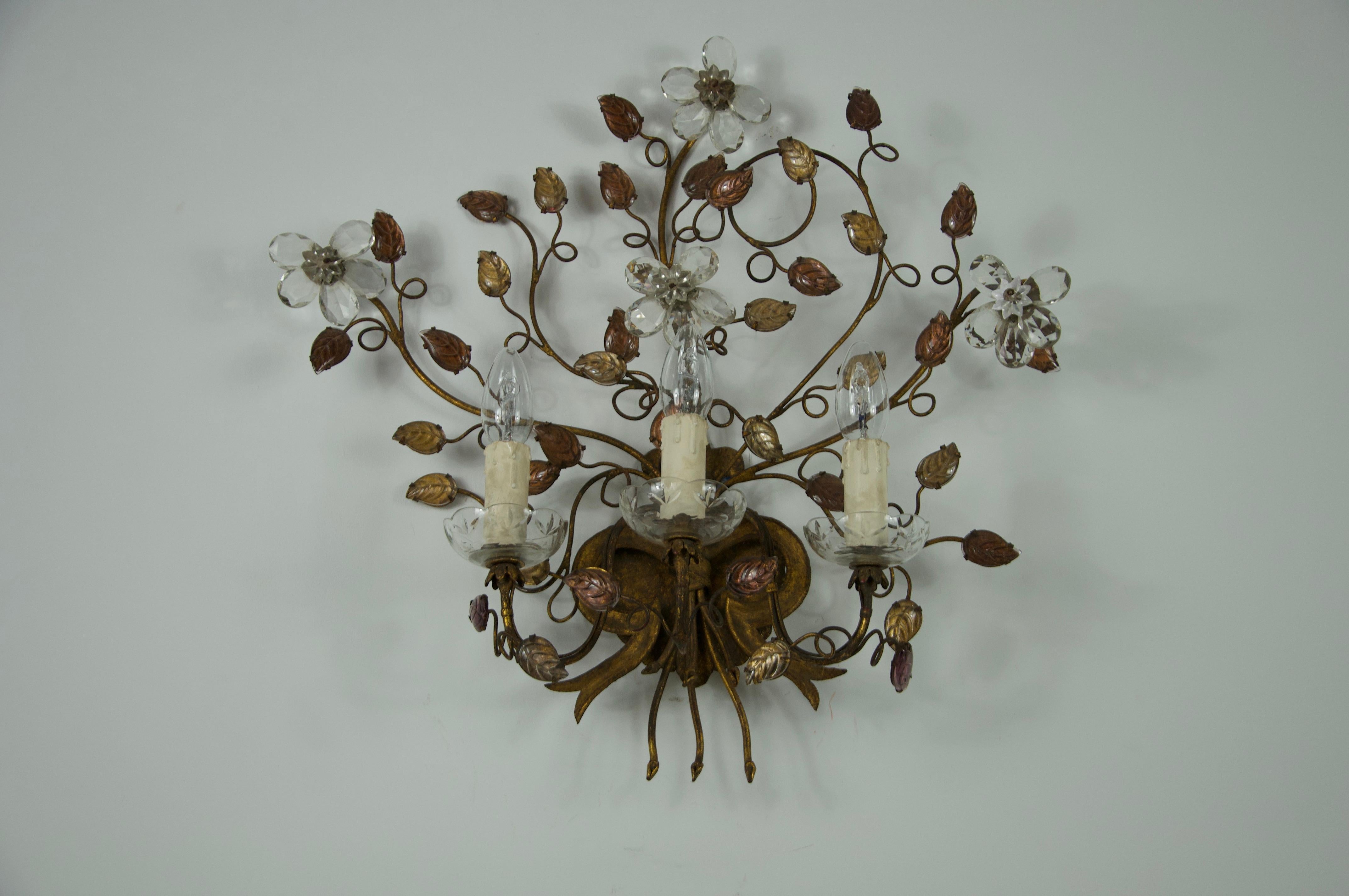 Fin du 20e siècle Applique Florentine en forme de fleur par Banci Firenze, Italie, années 1970 en vente
