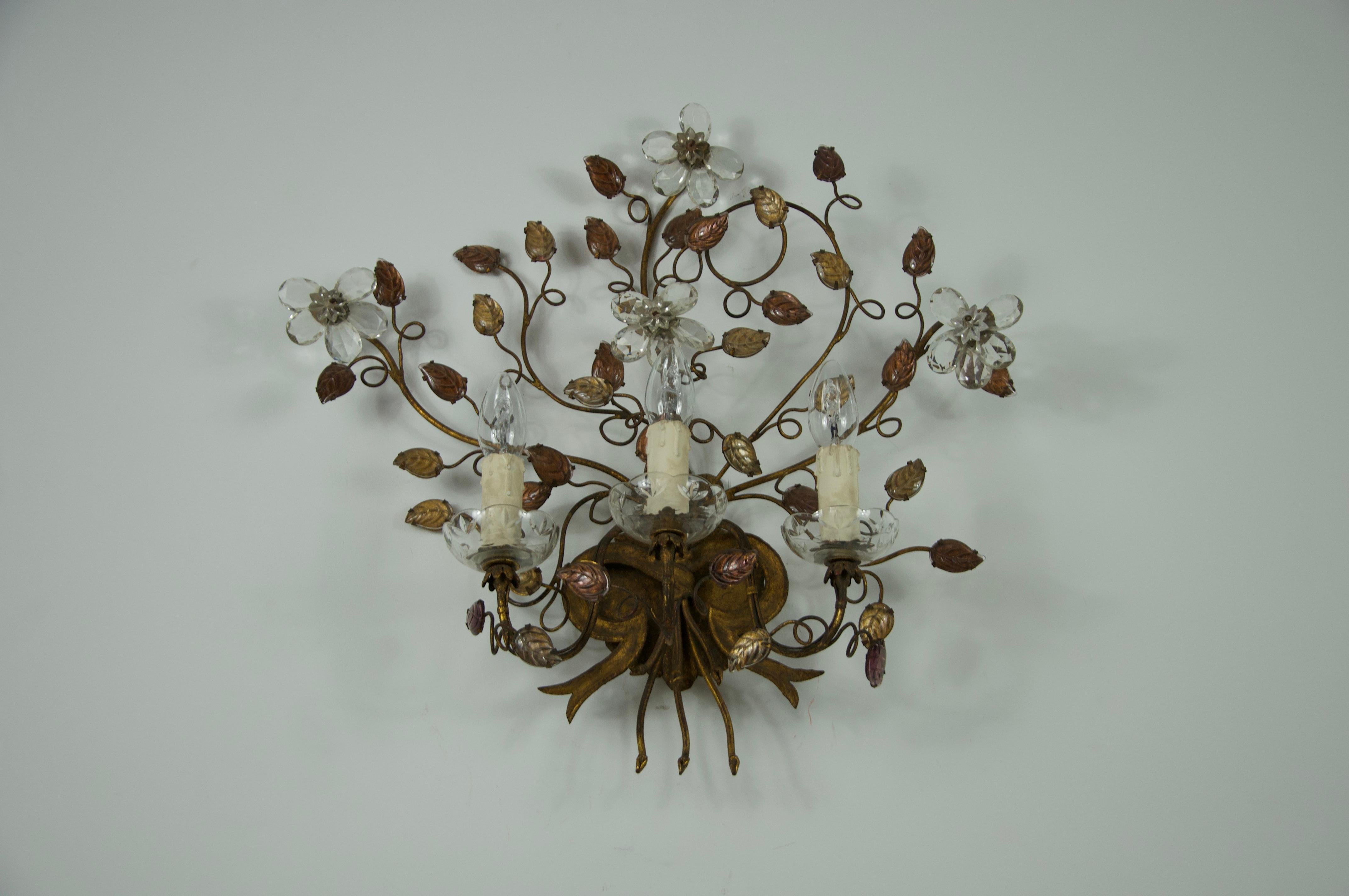 Métal Applique Florentine en forme de fleur par Banci Firenze, Italie, années 1970 en vente